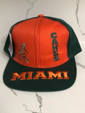 Miami Canes U Of Miami Vintage NCAA Football Snapback Hat